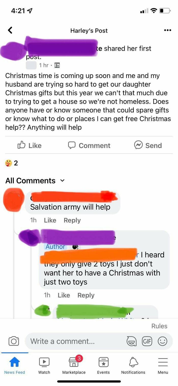 Purple Is Looking For Free Christmas Gifts For Her Infant- But Suggestions Are “Not Worth It”