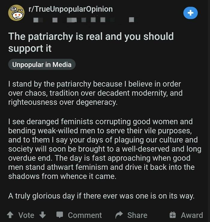 Imagine Thinking That Hating Women Makes You Aragorn Or Some [stuff]