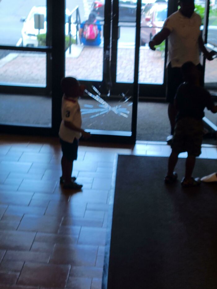 Just Watched A Kid In My Apartment Lobby Get Excited About Seeing His Dad Outside, Run Face First Into The Glass Panel, And Crack It