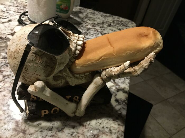 My Kid Found A Better Use For Our Halloween Wine Holder At The Cookout Tonight