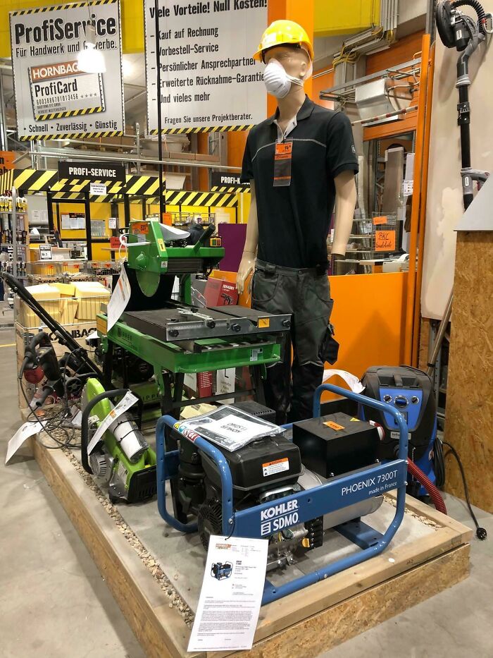 Interesting Choice In Mannequin For A Table Saw Display