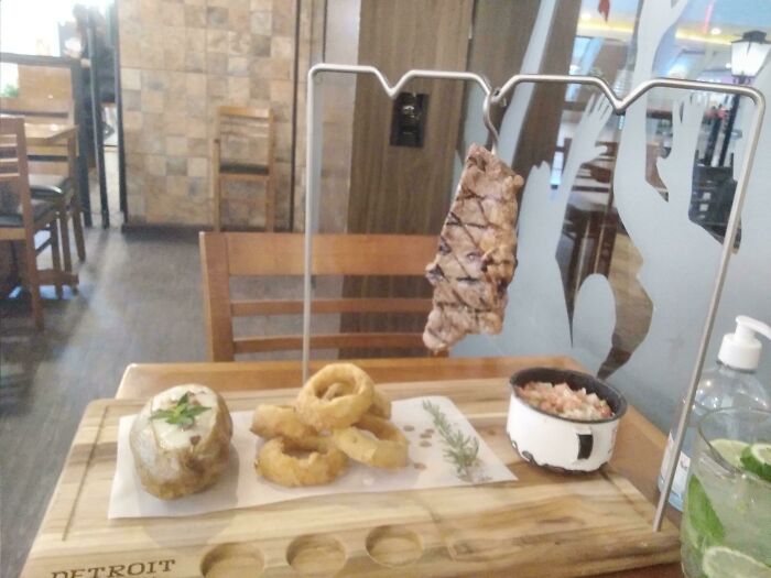 Not Only Weird To See Your Stake Hanging From A Hook, It Obviously Got Cold In Minutes