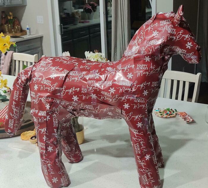 My Daughter Is Obsessed With Horses, But I Obviously Can't Afford To Buy Her One. Bought Her A Gift Card For Riding Lessons And Wrapped It Like This