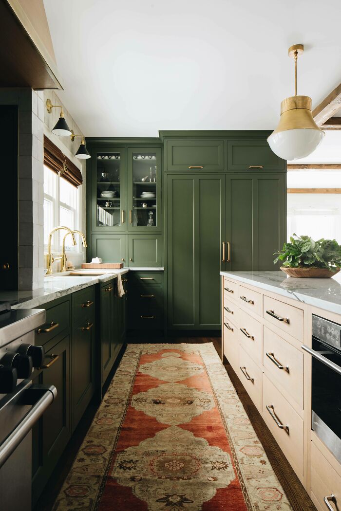 Green Cabinetry Kitchen In Oak Park, Cook County, Illinois 