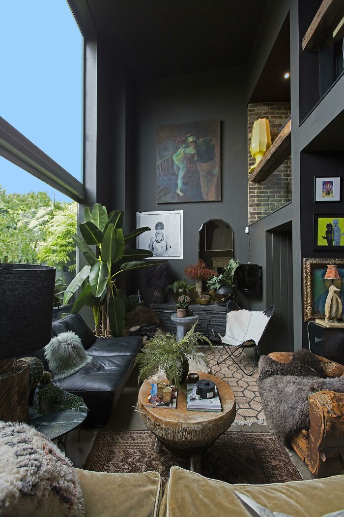 Double-Height Bohemian Living Room With Floor To Ceiling Windows, London 