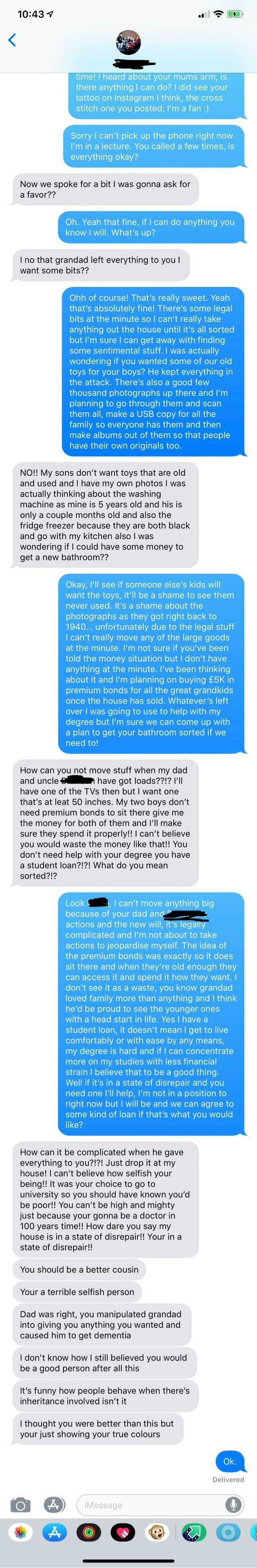 My Cousin Asked For Help And I Offered What I Could. It Was Immediate Or Enough So I’m In A State Of Disrepair And Caused Our Grandads Dementia