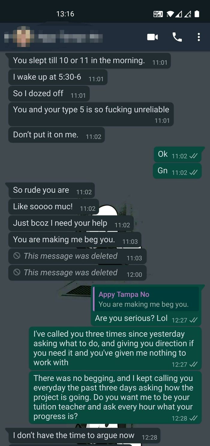 My 30 Y/O Sister Getting Mad That I Haven't Done Her Whole University Project When She Asked For Help.