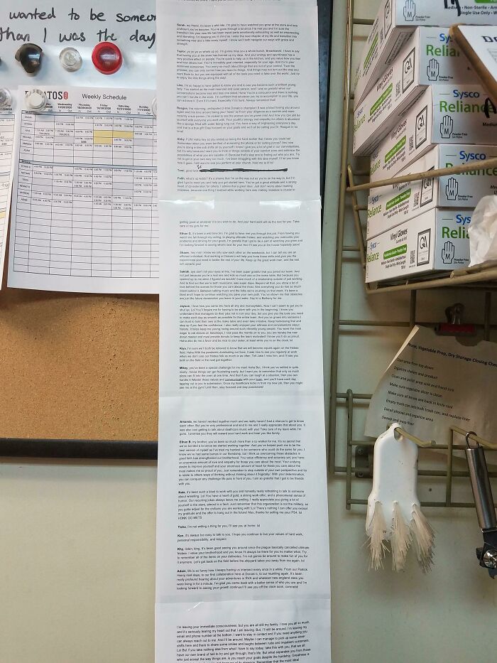 A Manager And Friend That I Have Worked With For Almost Two Years Finished His Last Week, He Wrote Everyone He Worked With A Note