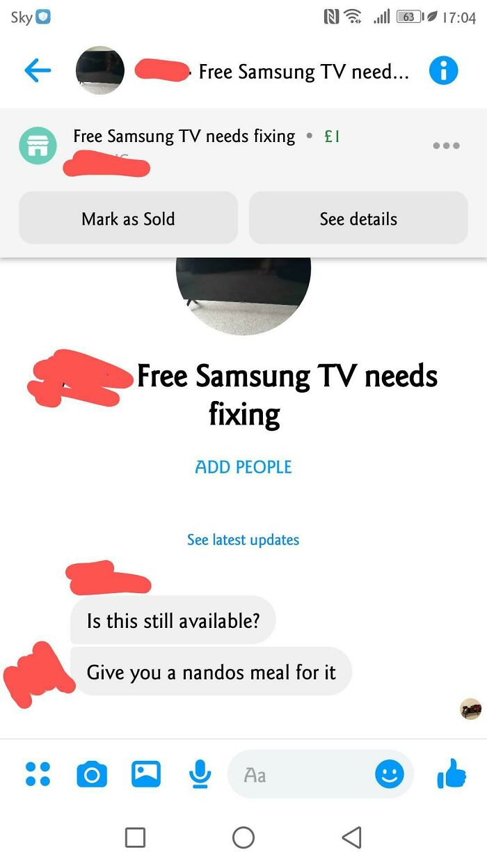 The Opposite Of A Choosing Beggar But Funny This TV Was On For Free