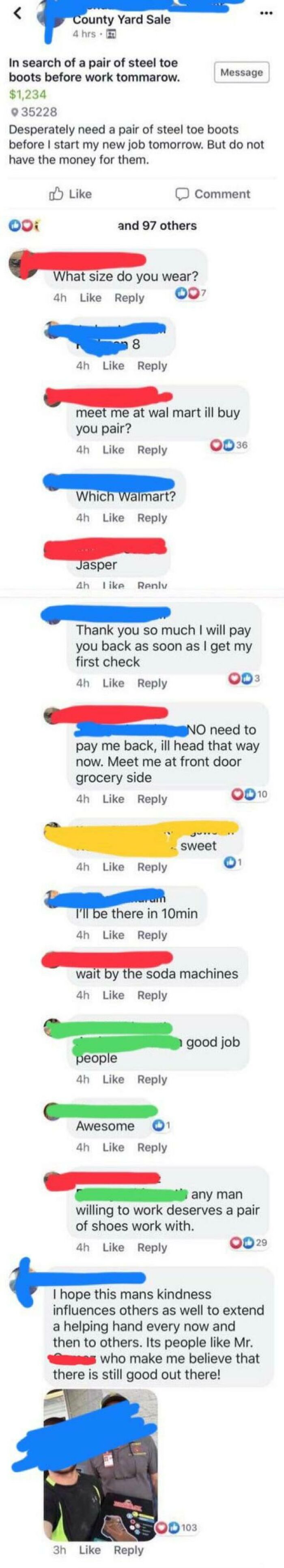 Buying A Stranger Some Work Boots That He Couldn’t Afford So That He Can Keep His Job