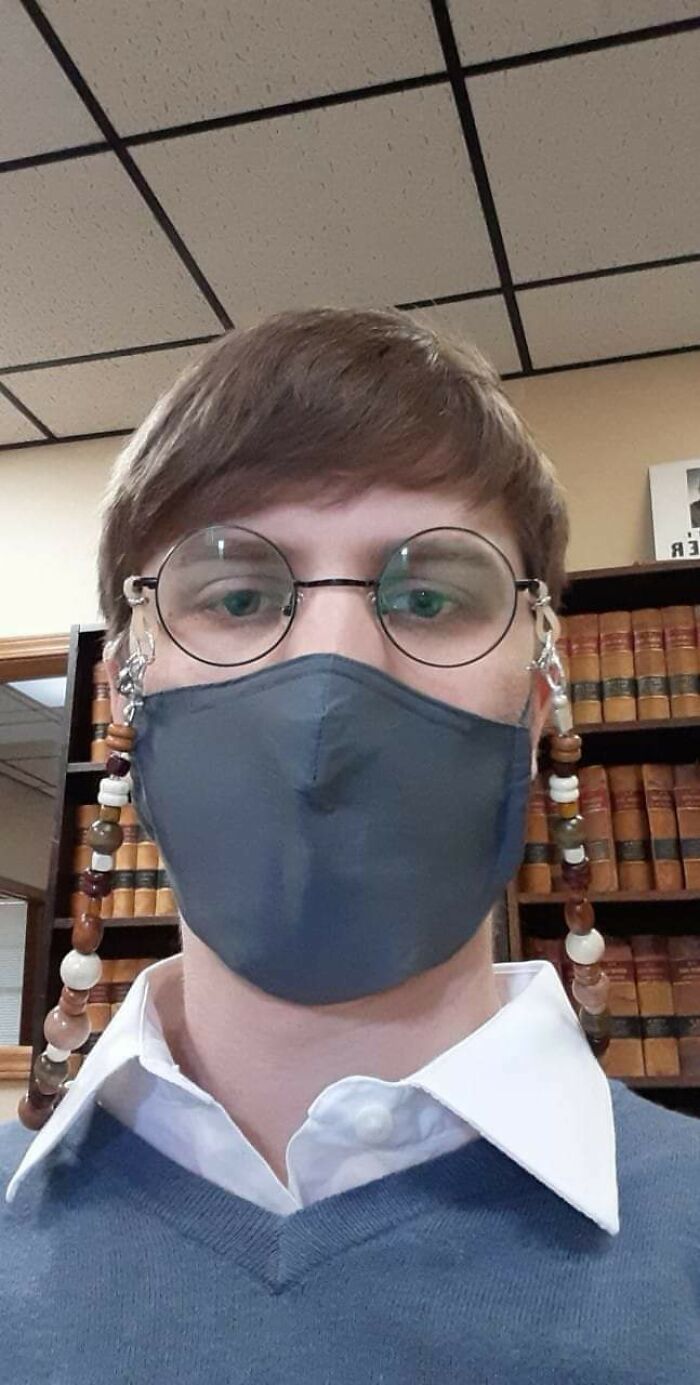 My Coworker Made This Glasses/Mask Holder For Me