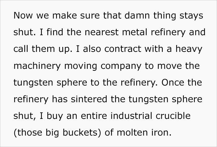 Text excerpt discussing an elaborate plan involving machinery and metallurgy to escape an assassin snail throughout immortal life.