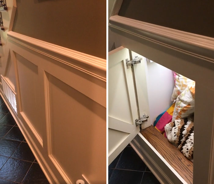 Wainscoting With A Hidden Door In My Hallway