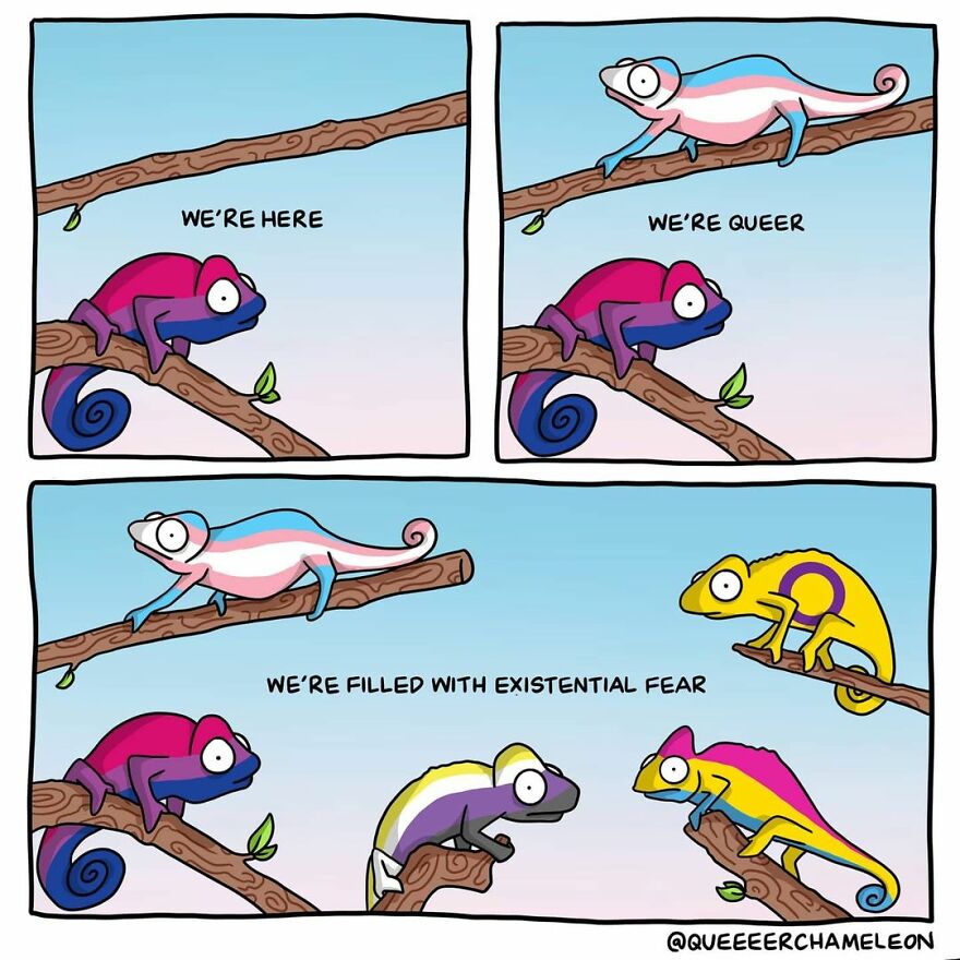 Artist Creates Chameleon-Shaped Characters To Talk About Queer Identity And Sexuality And The Internet Loves It (26 Pics)