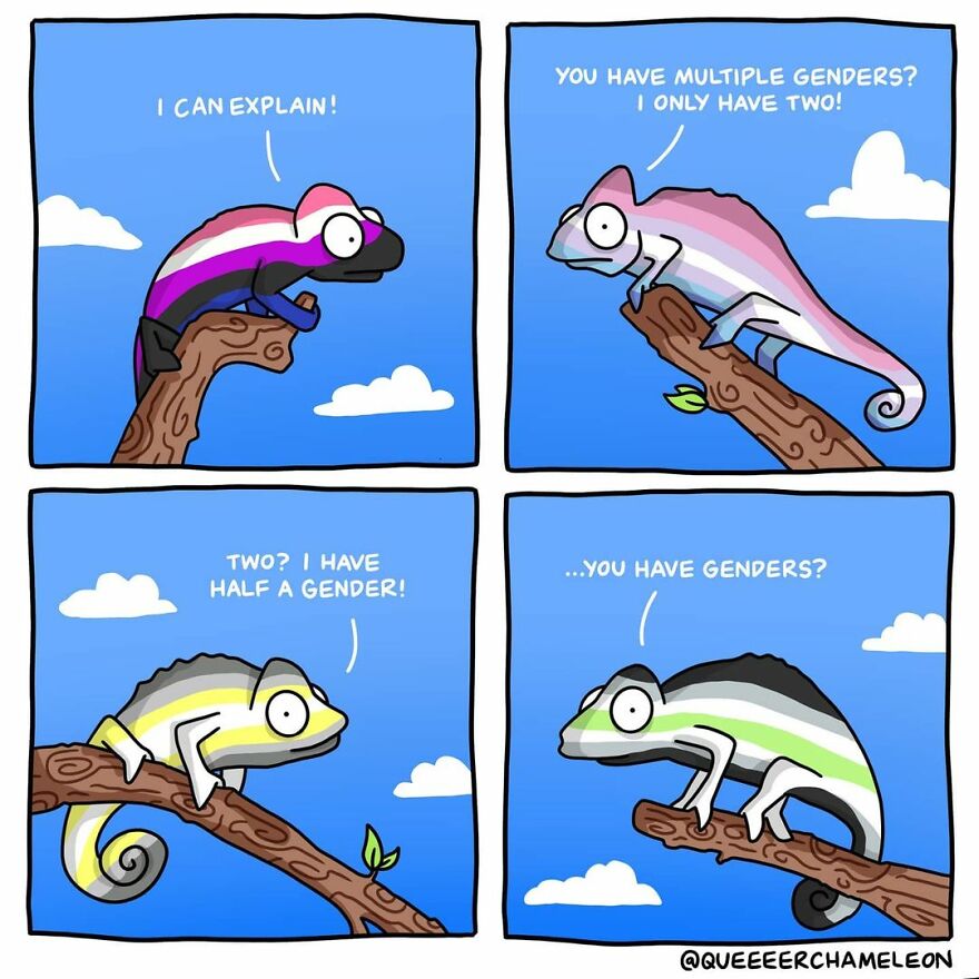 Artist Creates Chameleon-Shaped Characters To Talk About Queer Identity And Sexuality And The Internet Loves It (26 Pics)