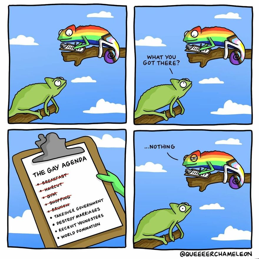 Artist Creates Chameleon-Shaped Characters To Talk About Queer Identity And Sexuality And The Internet Loves It (26 Pics)