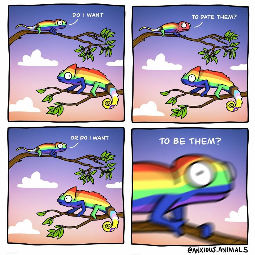 Artist Creates Chameleon-Shaped Characters To Talk About Queer Identity And Sexuality And The Internet Loves It (26 Pics)