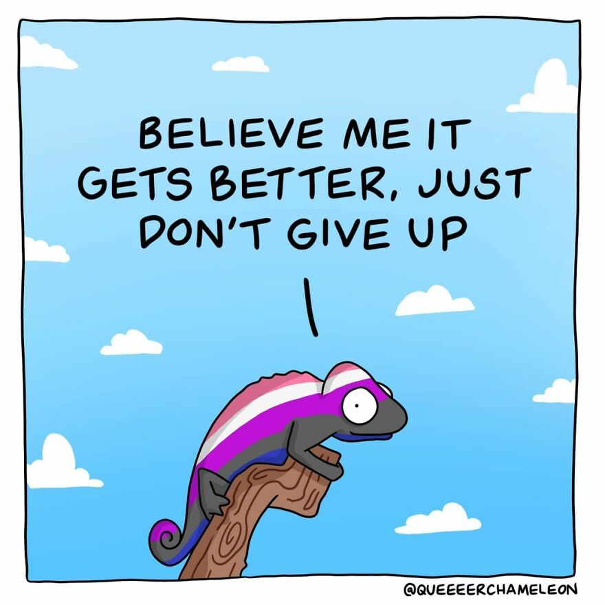 Artist Creates Chameleon-Shaped Characters To Talk About Queer Identity And Sexuality And The Internet Loves It (26 Pics)