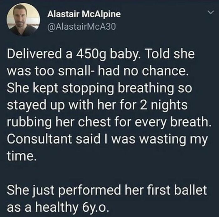 Heartwarming story of a tiny baby’s survival and first ballet, featured in wholesome pictures to lift spirits up.