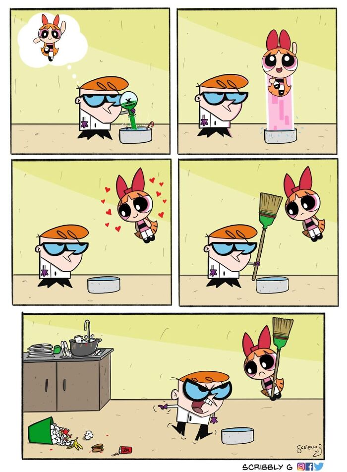 Comic strip featuring a character with funny comics and unexpected endings with a pinch of dark humor.