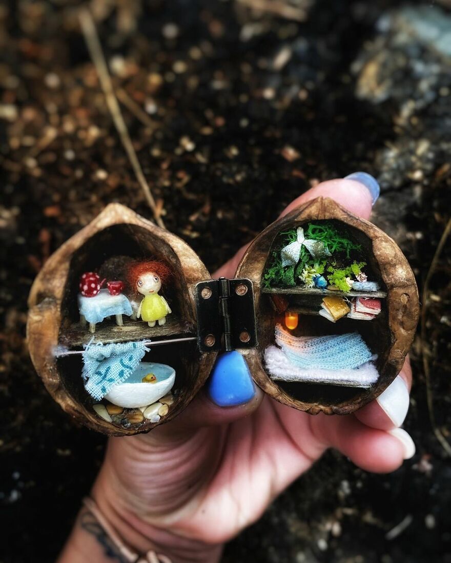 I Create Tiny Fairy Houses In Walnut Shells
