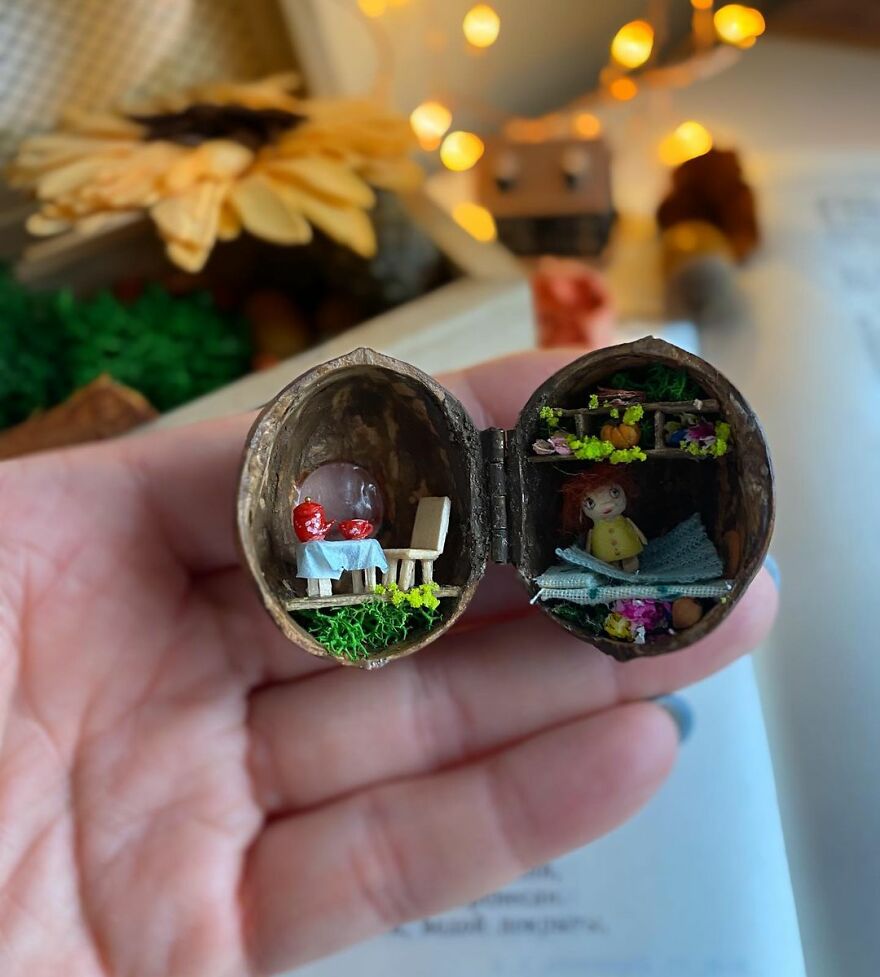 I Create Tiny Fairy Houses In Walnut Shells