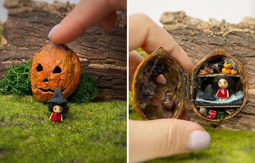 I Create Tiny Fairy Houses In Walnut Shells