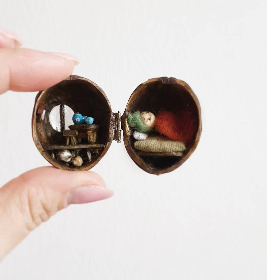 I Create Tiny Fairy Houses In Walnut Shells