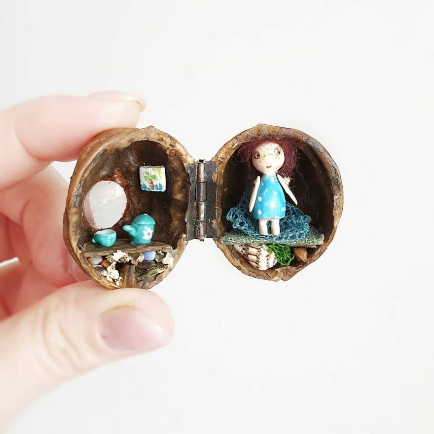 I Create Tiny Fairy Houses In Walnut Shells