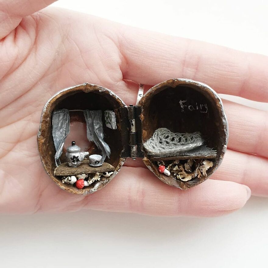 I Create Tiny Fairy Houses In Walnut Shells