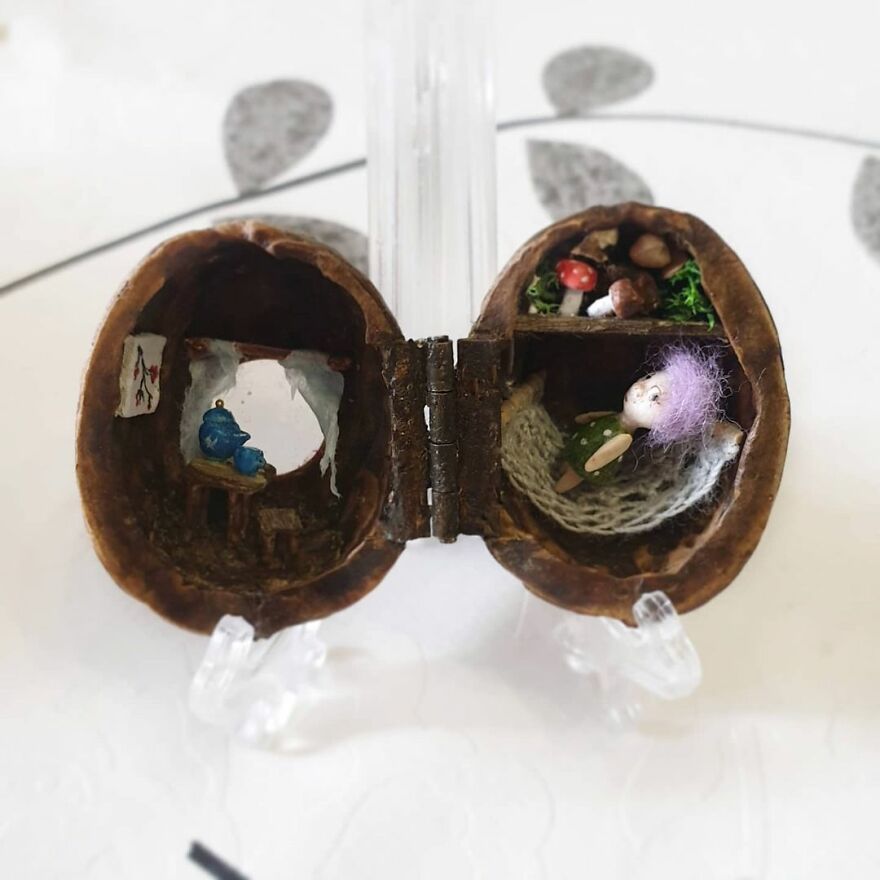 I Create Tiny Fairy Houses In Walnut Shells