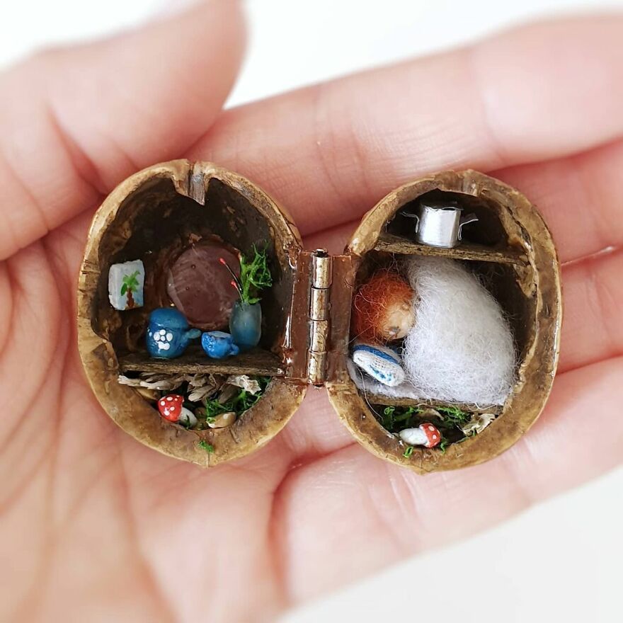 I Create Tiny Fairy Houses In Walnut Shells