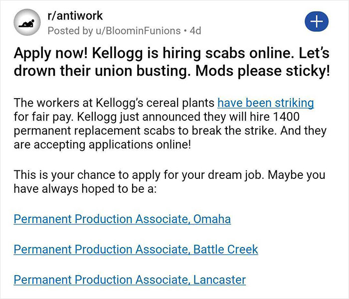 Kellogg&rsquo;s Decides To Replace 1,400 Employees, People Online Clap Back With Fake Job Applications, Crashing Their Website
