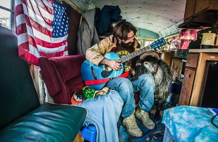 Erik, Age 30 And Deer The Goat