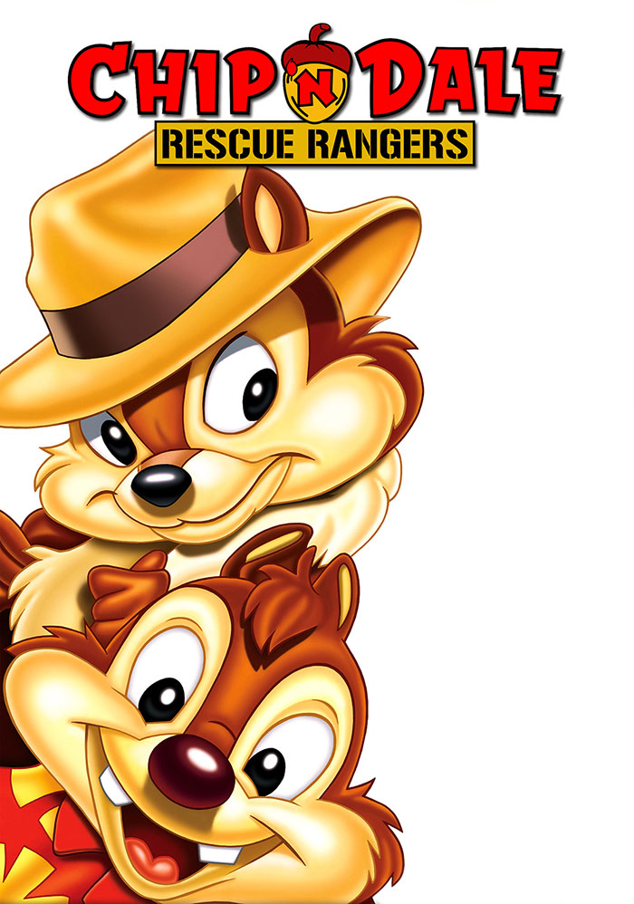 Chip 'n Dale Rescue Rangers poster featuring the unforgettable cartoon duo from the '80s.