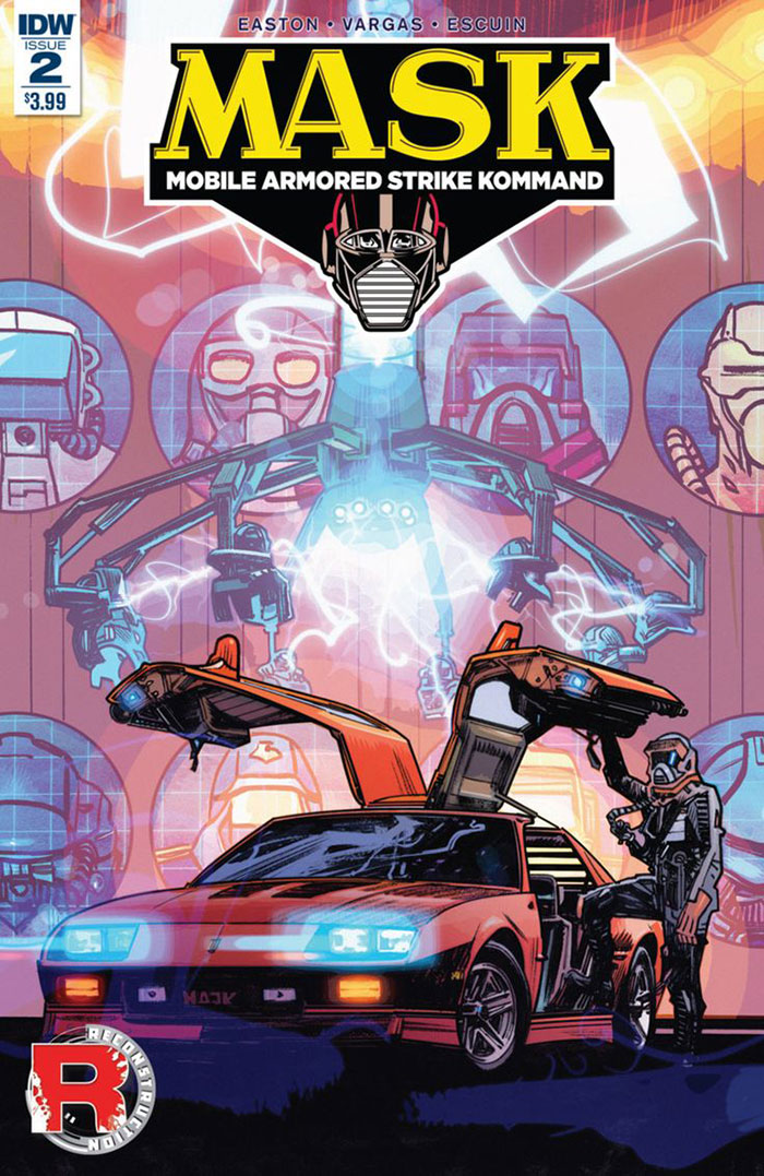Cover art of the MASK comic featuring a futuristic car and armored character, highlighting 80s cartoons nostalgia.
