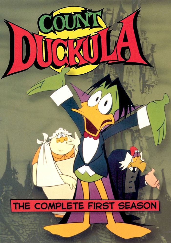 Count Duckula animation cover featuring iconic '80s cartoon characters in a gothic setting.