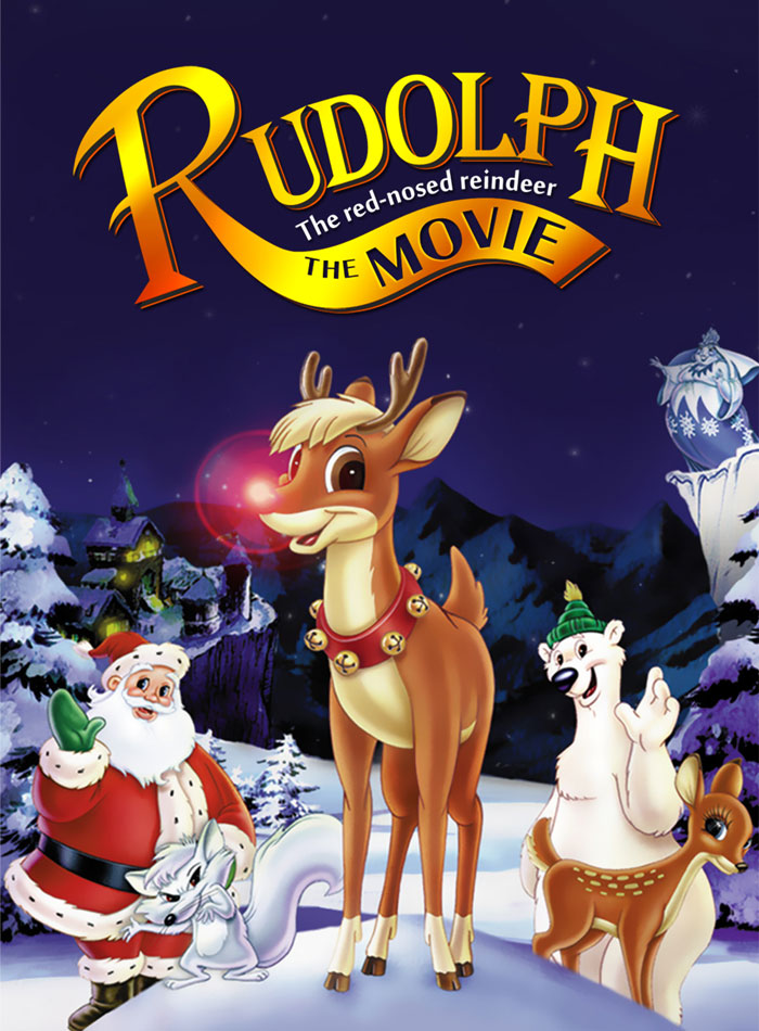 Rudolph and friends in a snowy Christmas scene, perfect holiday movie.