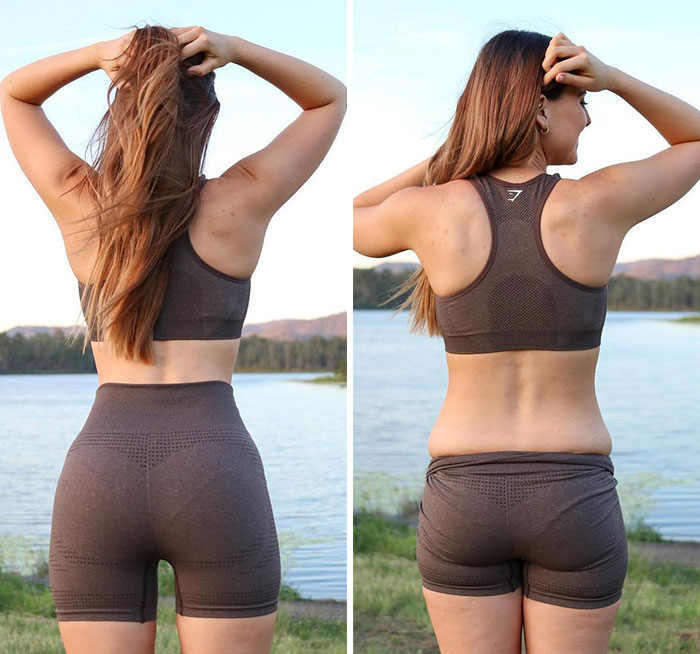 Woman Challenges Unrealistic Body Standards With Side-By-Side “Real Me Monday” Photos Of Herself (30 Pics)