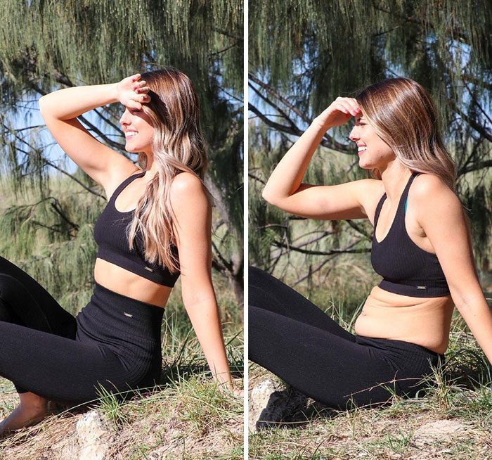 Woman Challenges Unrealistic Body Standards With Side-By-Side “Real Me Monday” Photos Of Herself (30 Pics)