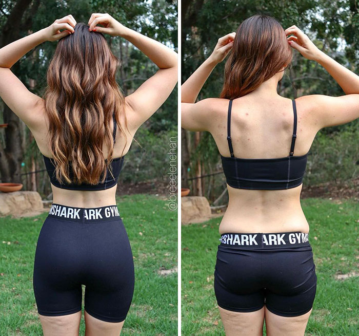 Woman Challenges Unrealistic Body Standards With Side-By-Side “Real Me Monday” Photos Of Herself (30 Pics)