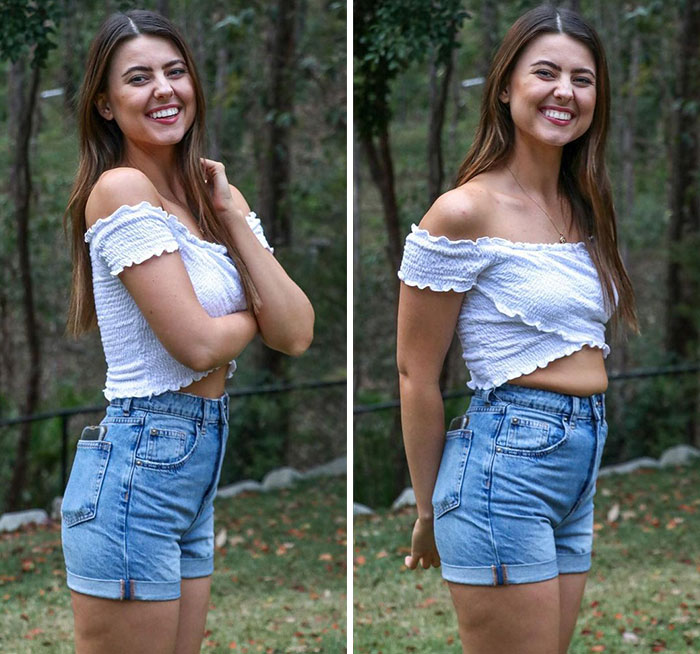 Woman Challenges Unrealistic Body Standards With Side-By-Side “Real Me Monday” Photos Of Herself (30 Pics)