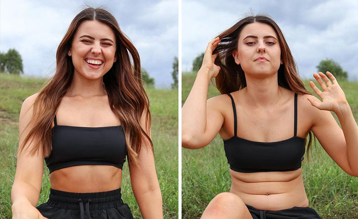 Woman Challenges Unrealistic Body Standards With Side-By-Side “Real Me Monday” Photos Of Herself (30 Pics)
