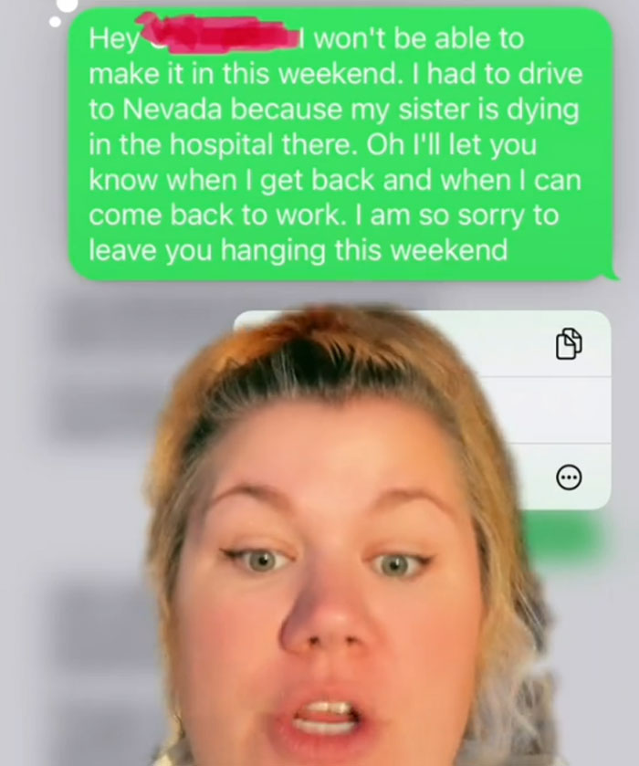 Woman Informs Her Boss That Her Sister Is Dying And She Won't Come To Work, She Responds With Passive-Aggressive Messages