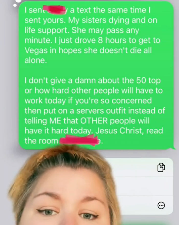 Woman Informs Her Boss That Her Sister Is Dying And She Won't Come To Work, She Responds With Passive-Aggressive Messages