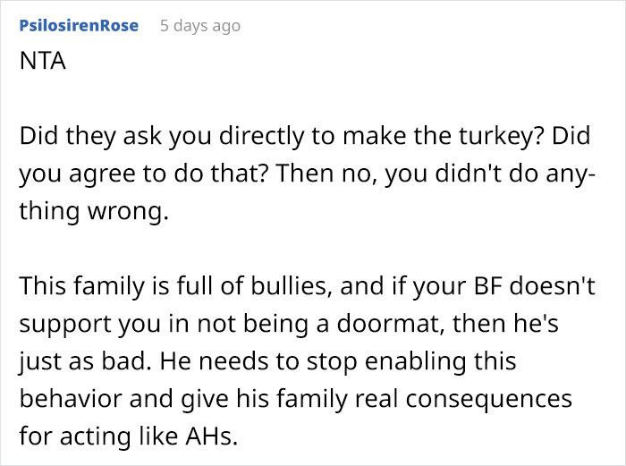 BF's Mother Couldn't "Remember" Girlfriend's Name, So She Got Revenge During Thanksgiving