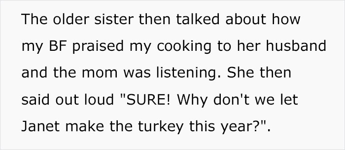 BF's Mother Couldn't "Remember" Girlfriend's Name, So She Got Revenge During Thanksgiving