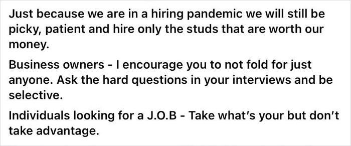 Local Business Owner Shares This Tantrum Online In Response To Someone Searching For A Job On FB