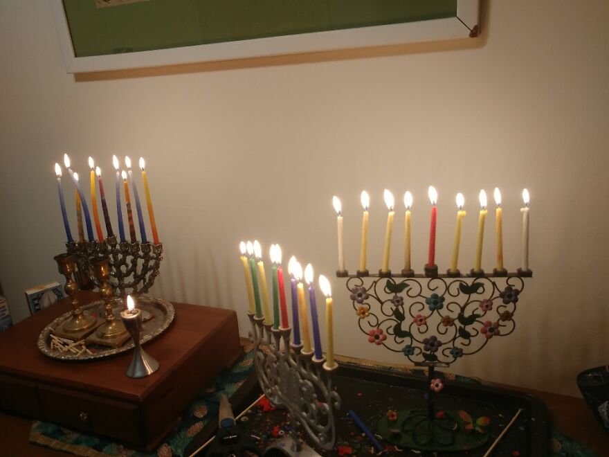 Not One, Not Two, But Three Hanukkiahs!