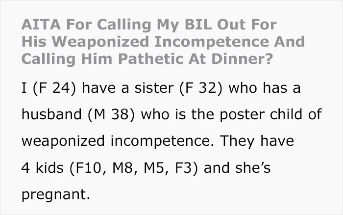 &ldquo;Weaponized Incompetence&rdquo;: Woman Calls Out Her Lazy Brother-In-Law After He Shares How Tough It Is Being A Father Of 5